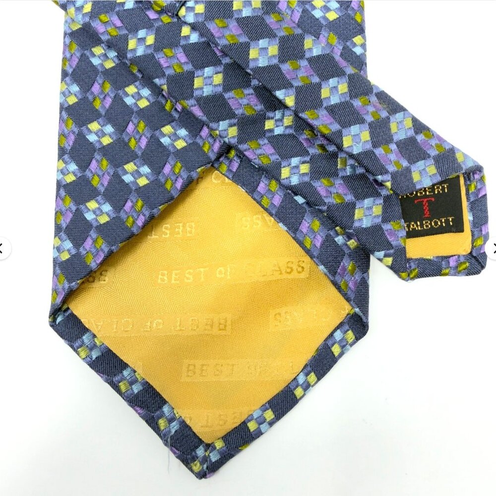 Robert Talbott Silk Tie Geometric Pattern Blue Pu… - image 3